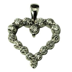 18 Karat White Gold Open Diamond Heart Pendant #21356